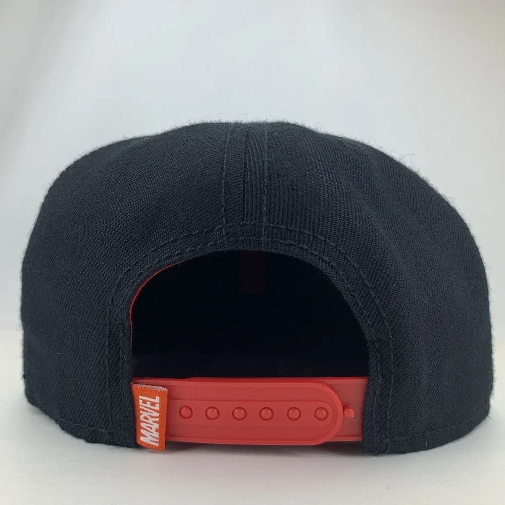DEADPOOL Hat Adjustable Snap Black Red Embroidered Logo Flat Bill Baseball Cap